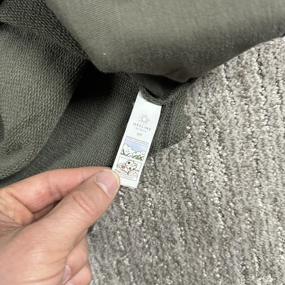 Offline By Aerie Womens Small Green Button Up Shacket Shirt Long Sleeve Pockets - Picture 7 of 10